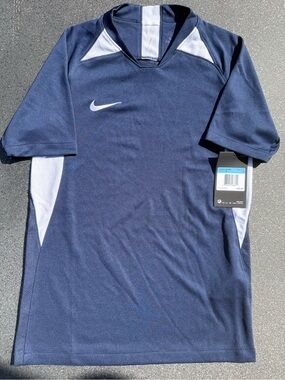 Nike Youth Navy and White Athletic Short-Sleeve Shirt